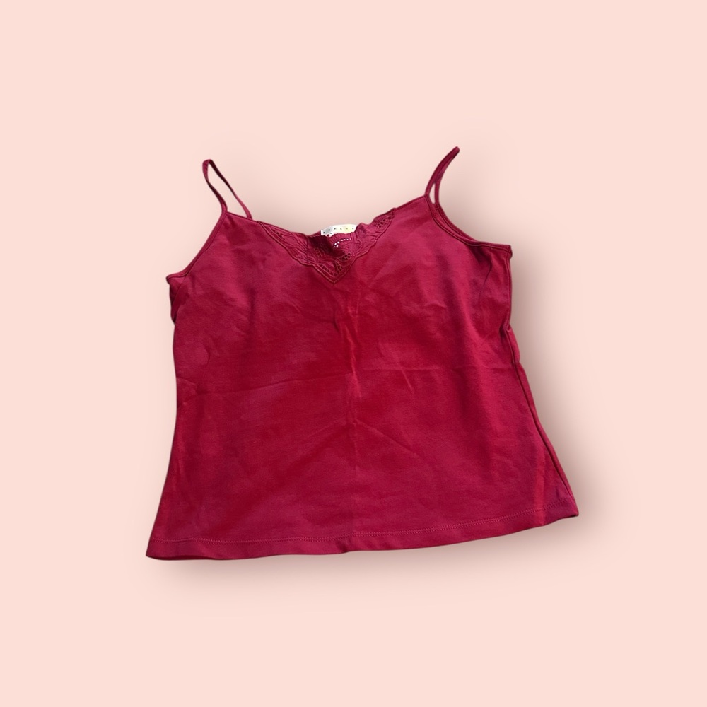 Women's Old Navy Stretch Brick Red Camisole Top With Neckline Detail Size Medium - Picture 1 of 7